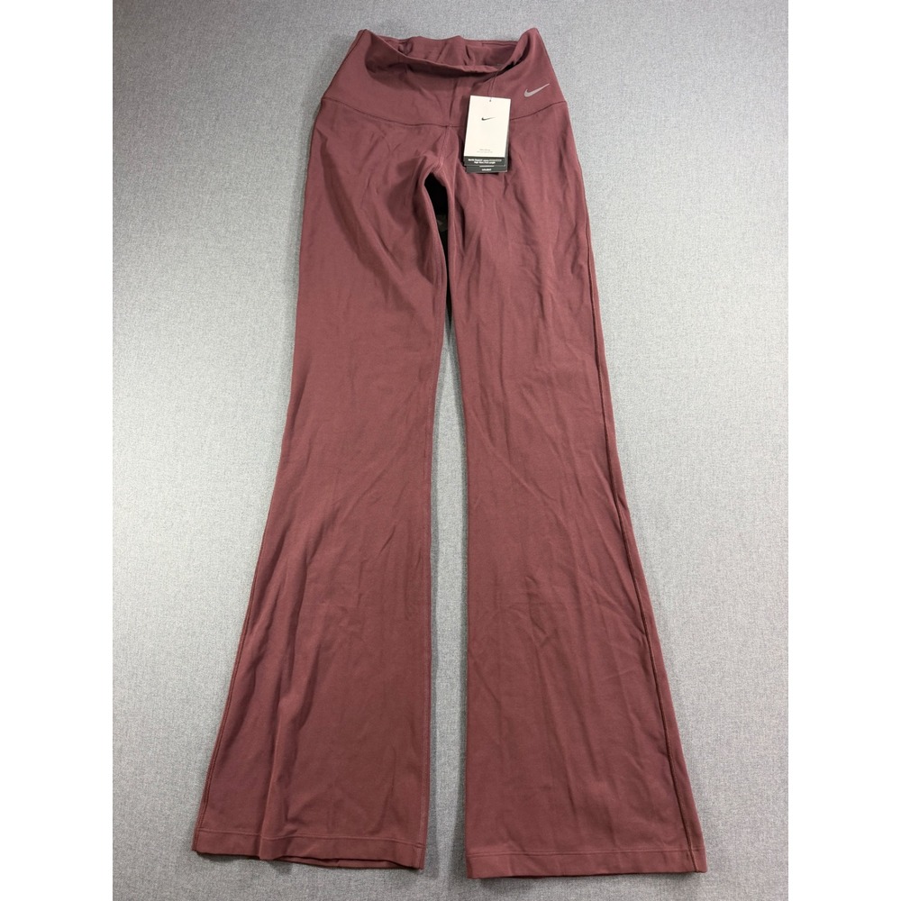 Nike Zenvy Gentle Support High Rise Flare Pants Burgundy Mauve fv7921-652 Small - Picture 1 of 6